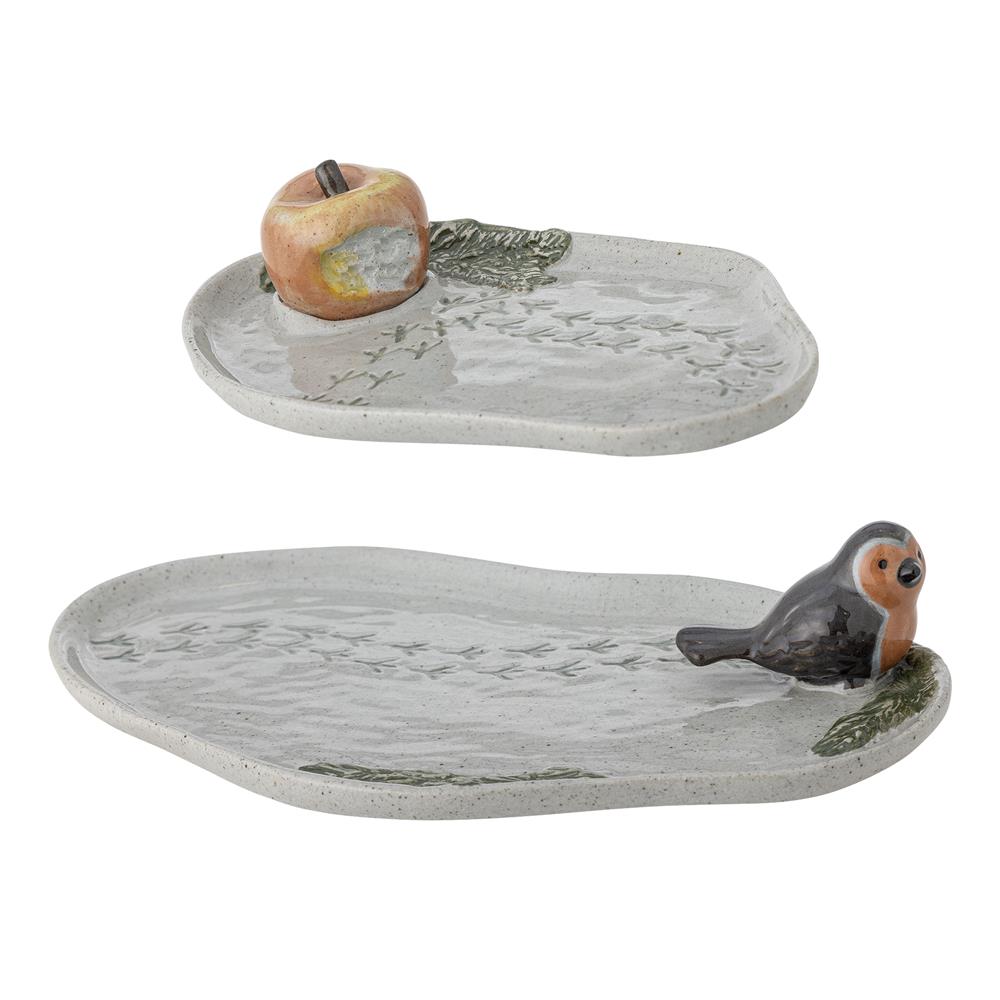 Bloomingville Bleak Servierplatten-Set Grau Steingut 2-teilig