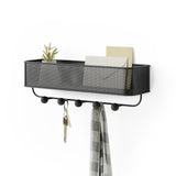 Umbra Estique Schlüsselbrett mit Briefablage, Multifunktionaler Wand Organizer mit 5 Haken, in Schwarz