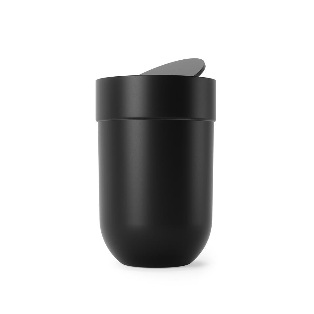 Umbra Touch Abfalleimer 6 L mit Schwingdeckel, in Schwarz, Kosmetikeimer, Papierkorb, Badezimmereimer
