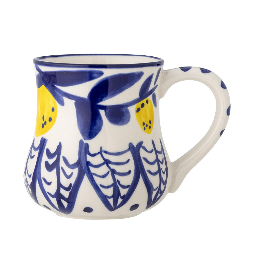 Bloomingville Maxima Becher blau 510 ml aus Steingut – handbemalter Becher für Küche & Tischdeko