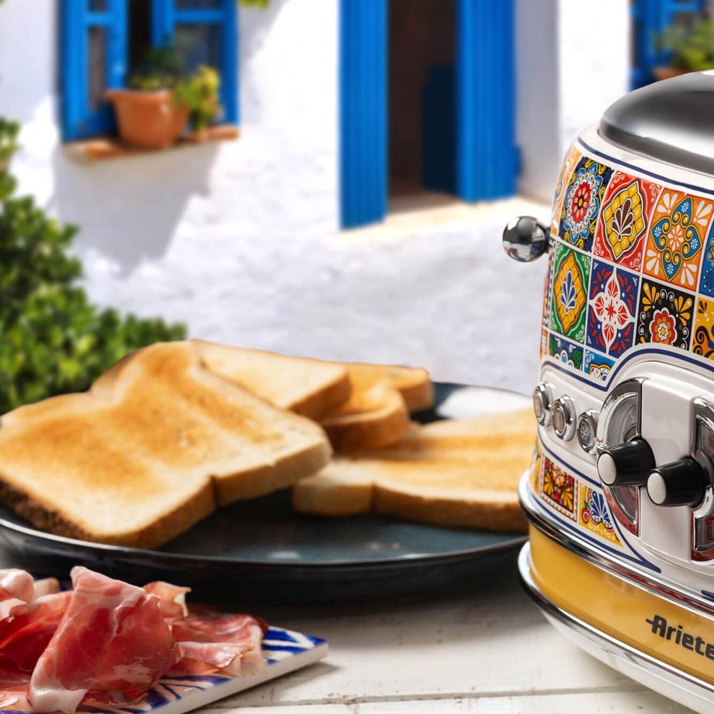 Ariete Positano Toaster, Mediterranes Design, 4-Scheiben-Toaster mit 6 Bräunungsstufen