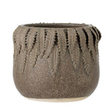 Bloomingville Eloi Blumentopf 17 x 13,5 cm Braun Blätter Steingut Übertopf Dekotopf dänisches Design