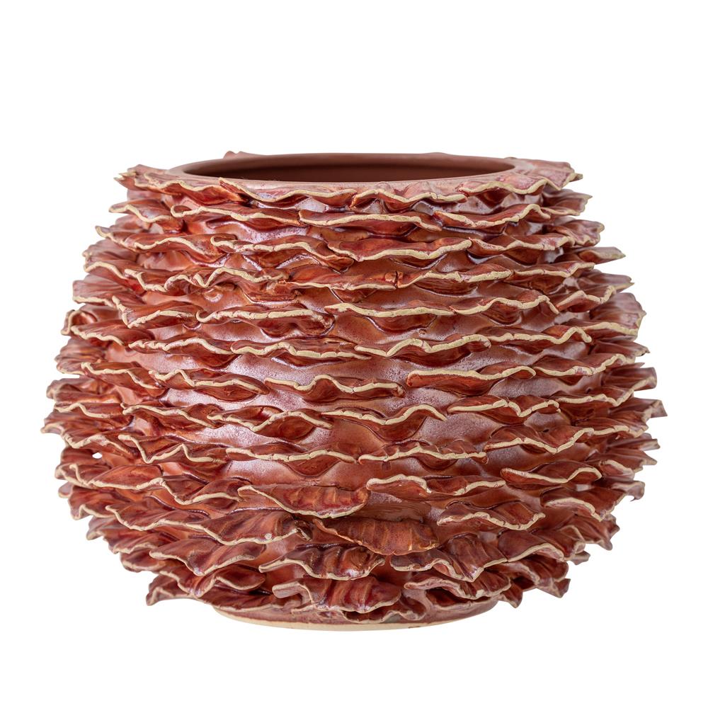 Bloomingville Morwen Vase aus Steingut in Rose – dekorative Vase für Wohnzimmer und Tischdeko