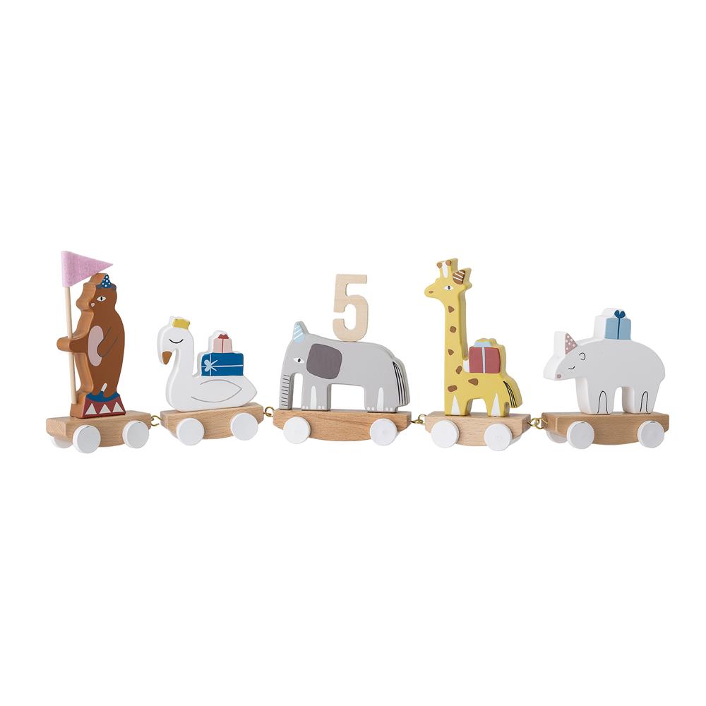Bloomingville MINI Geburtstagszug Tiere Geburtstagszahl Holz Dekoration Kindergeburtstag dänisches Design