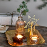 Bloomingville Sanga Teelicht Set, Gold, Glas 6-teilig mit Tablett und Vase