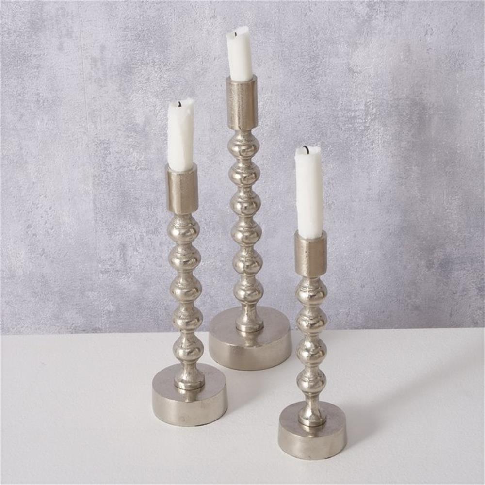 BOLTZE Kerzenleuchter Klisko 3-teiliges Set im Eleganten Design aus Metall in Silber