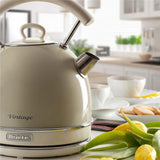 Ariete Vintage Wasserkocher, Beige, 1,7L, Edelstahlgehäuse, 2000W, Elegantes Retro-Design