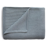 Mushie Gestrickte Babydecke Rippenmuster, Smoke, aus 100% Bio-Baumwolle