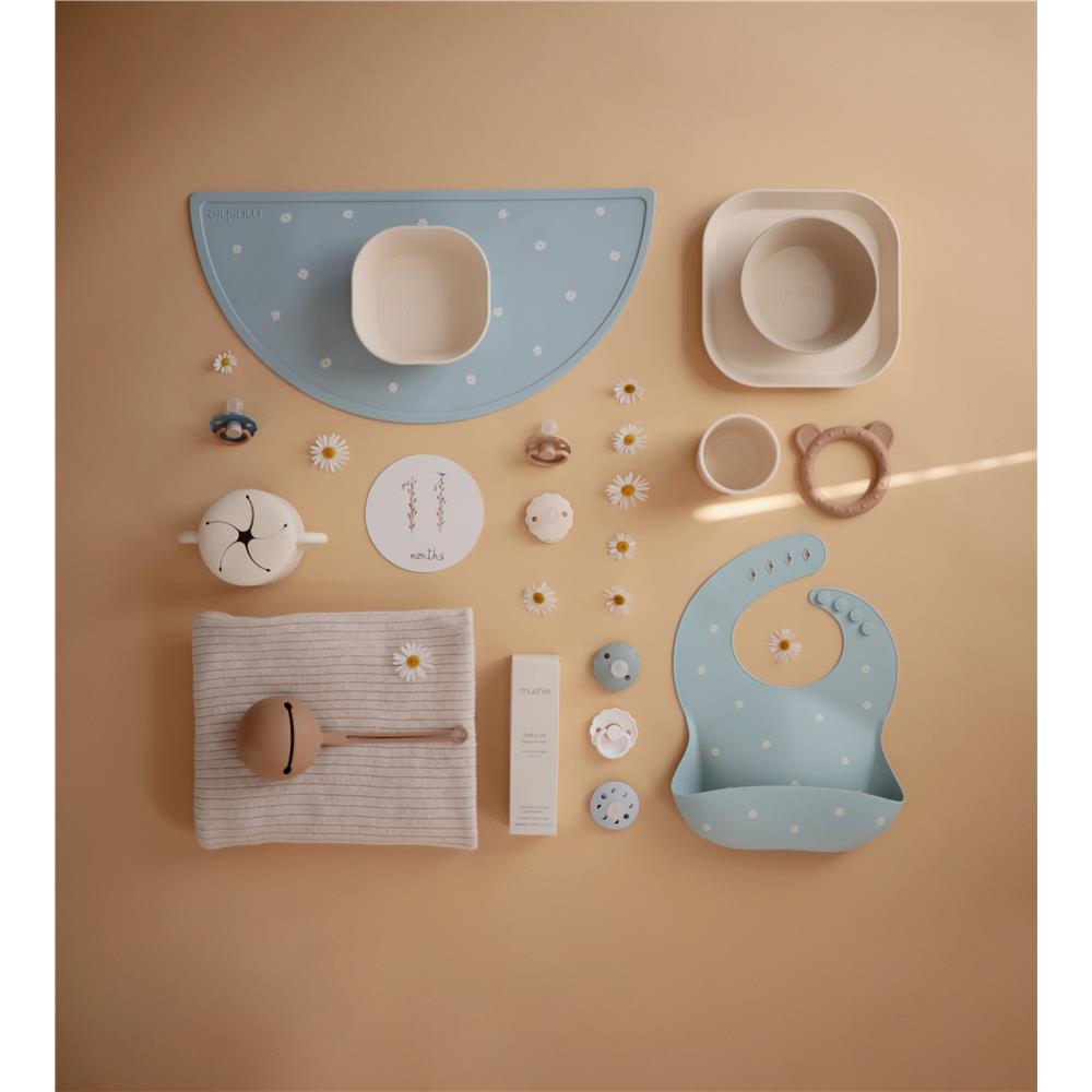 Mushie Silikon-Platzdeckchen, White Daisy, Tischset, BPA-frei