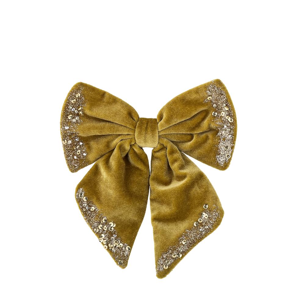 Bloomingville Ruby Dekoschleife Gold Polyester Weihnachtsdeko mit Clip