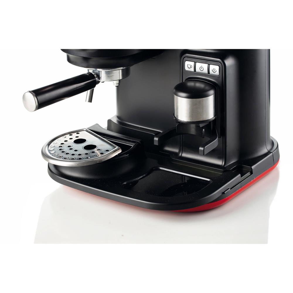 Ariete Moderna Espressomaschine, Rot, Kaffeemaschine mit Mahlwerk, 15 Bar