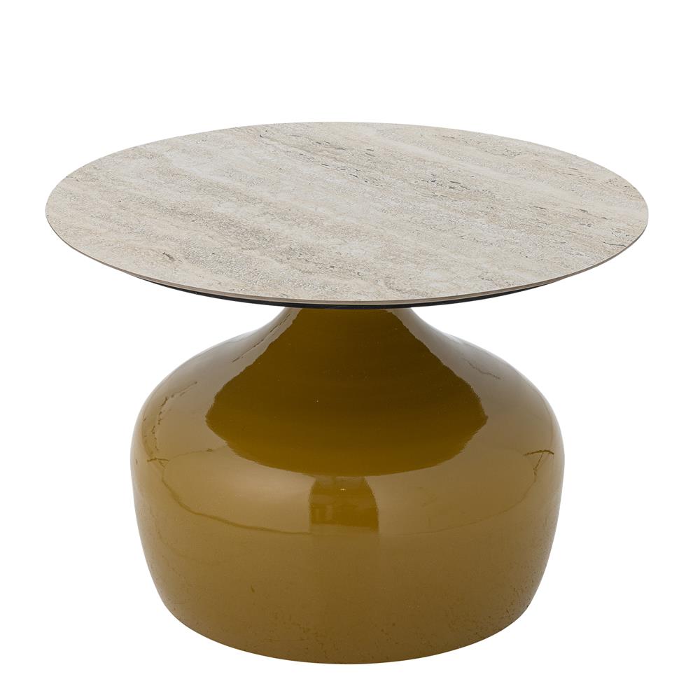 Bloomingville Lecco Couchtisch gelb - Design Beistelltisch mit Keramikfliesen für Wohnzimmer