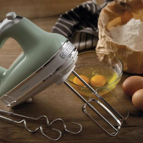 Ariete Vintage Handmixer, Grün, Elektrischer Mixer 450W, 5 Stufen Turbo, Schneebese, Knethaken