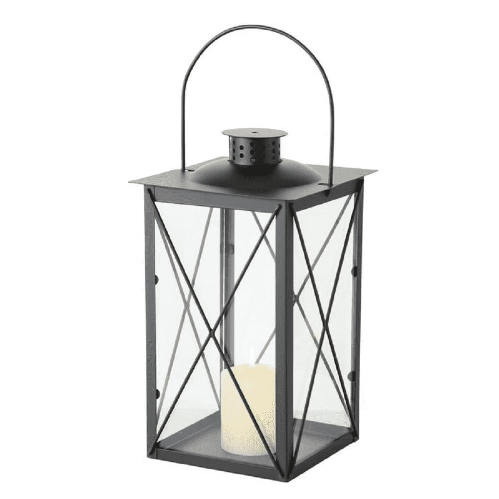BOLTZE Laterne Farol 30cm Schwarz Metall Windlicht Kerzenhalter Landhaus-Design