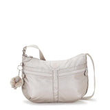Kipling IZELLAH, mittelgroße Schultertasche, Metallic Glow (beige), Umhängetasche mit viel Stauraum