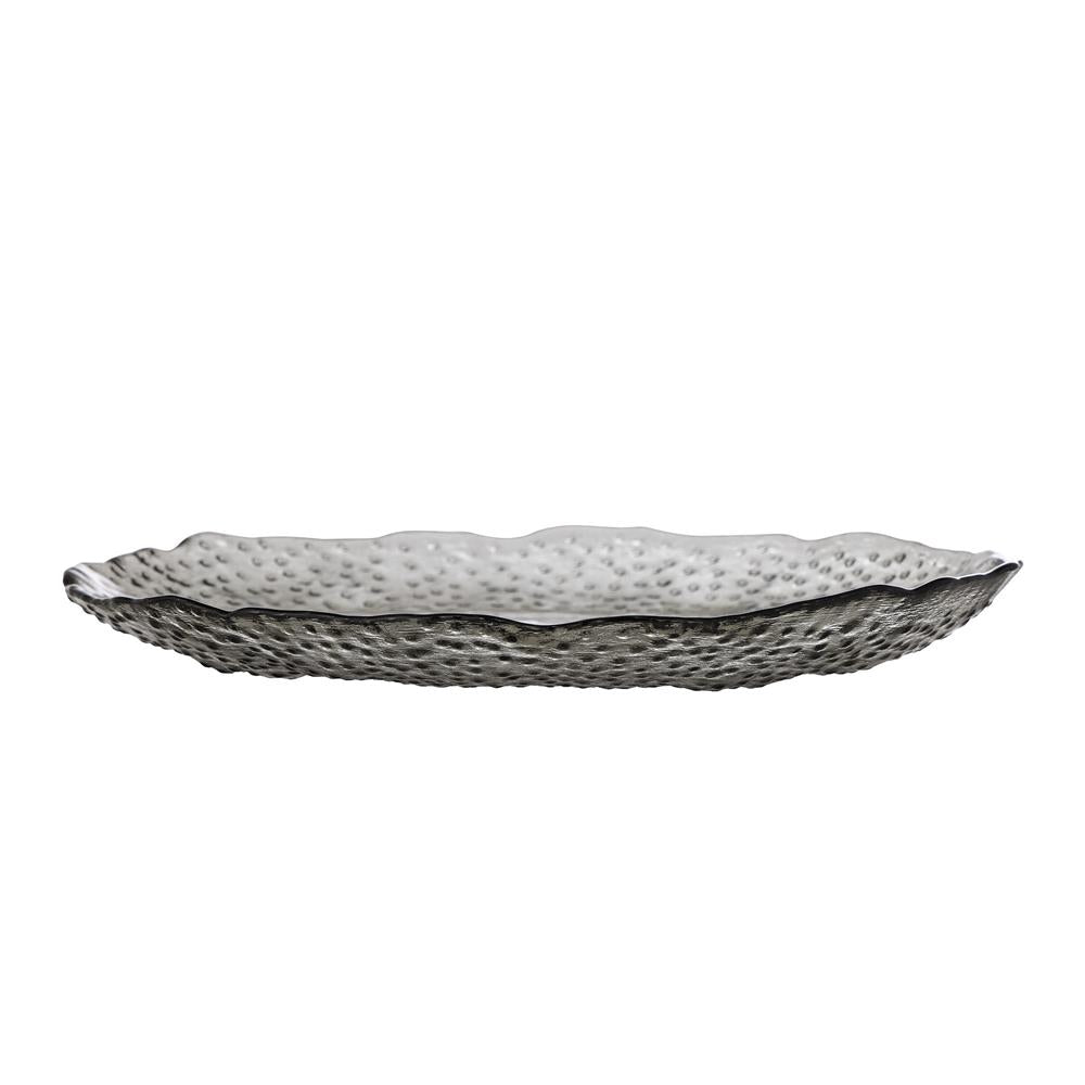 Bloomingville Catia Teller, Grau, Glas, 25 cm, dänisches Design
