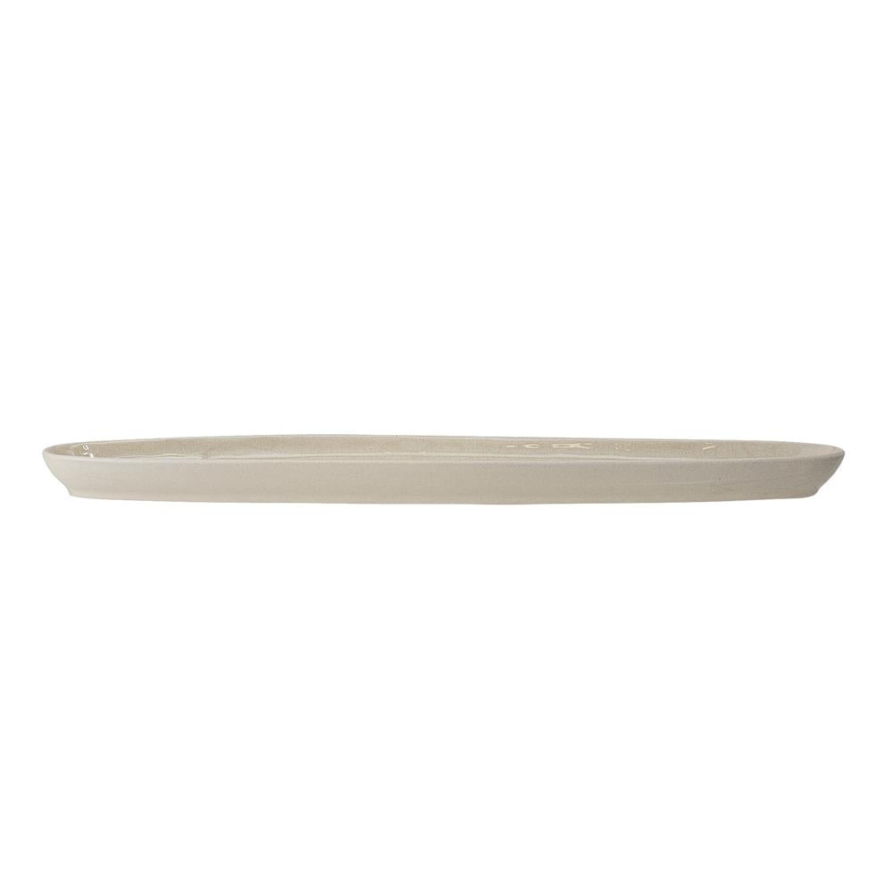Bloomingville Bea Servierplatte, Natur, 35,5x8cm, Steingut, mit Blumenmotiv, dänisches Design