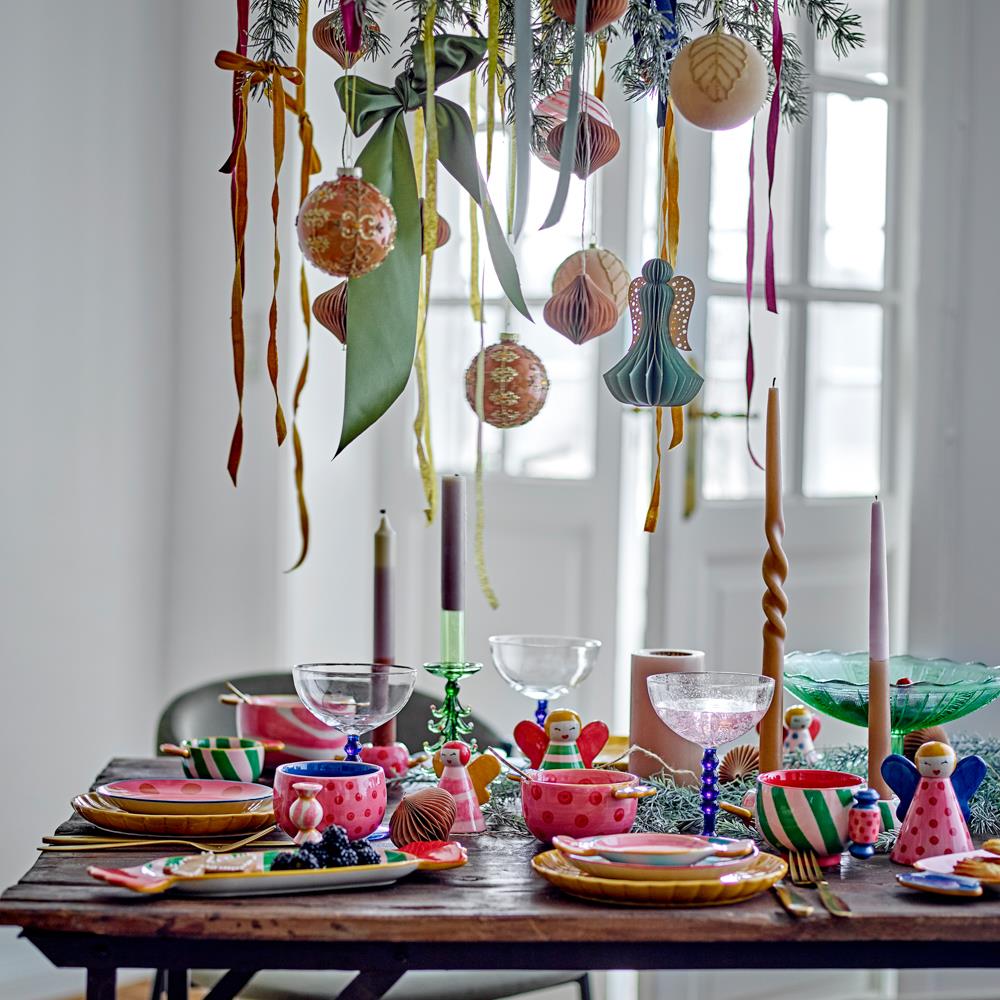 Bloomingville Caramella Servierplatte Bonbon, Grün, Steingut, Weihnachtsteller