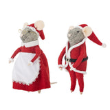 Bloomingville Peo Mäuse Anhänger, Rot, Wollfiguren groß 2er Set Weihnachtsdeko