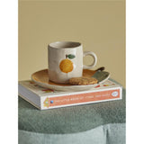 Bloomingville MINI Agnes Tasse, Weiß mit Orange, Steingut, große Kindertasse, dänisches Design