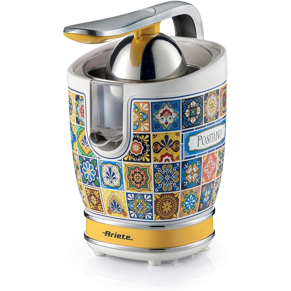 Ariete Positano Zitruspresse, Mediterranes Design, Elektrische Saftpresse mit Hebel, 85W