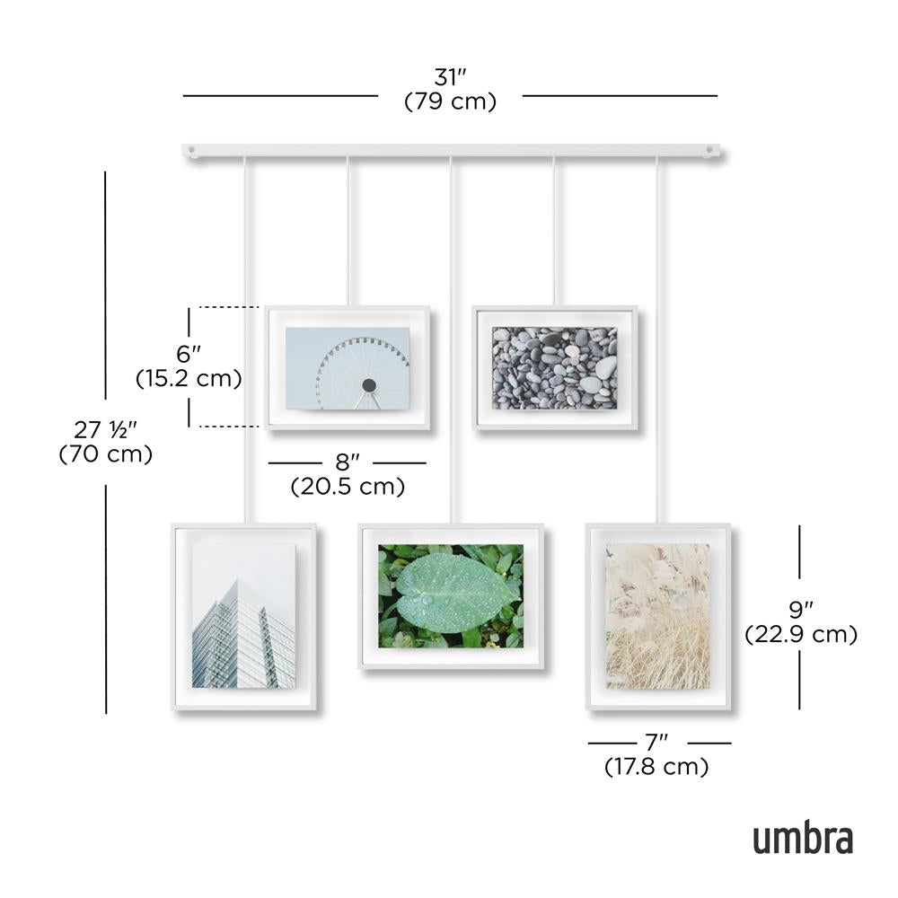 Umbra Exhibit Foto Collage Bilderrahmen, für 5 Fotos (2x 10x15cm und 3x 13x18cm), in Weiß