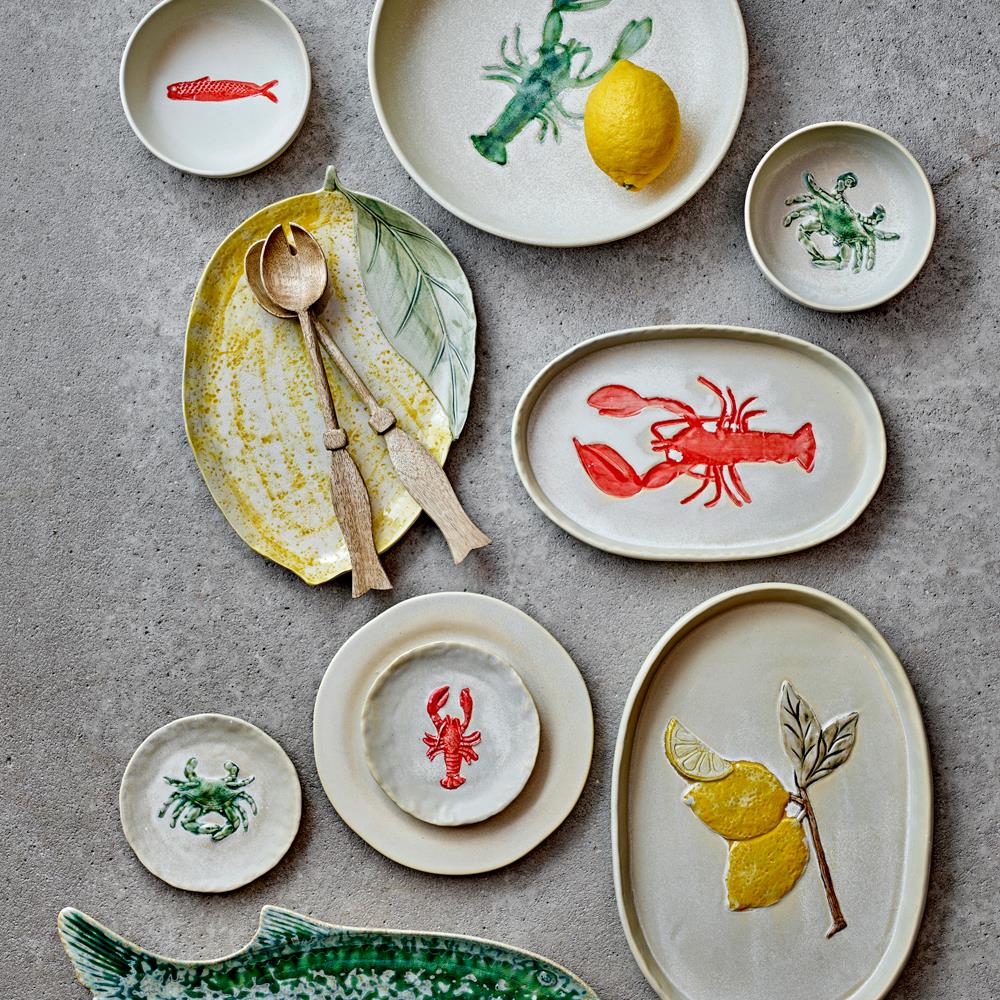 Bloomingville Hadden Schalen 4er Set rot Steingut Fisch Motiv 450 ml