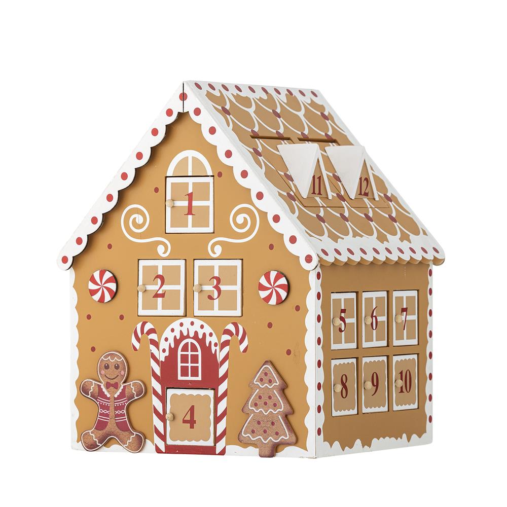 Bloomingville Ginnie Adventskalender Braun MDF Weihnachtsdeko Hausform