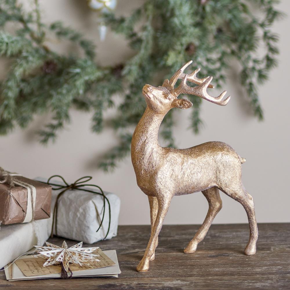 Bloomingville Pranzer Hirschfigur, Gold, 30 cm Weihnachtsdeko aus Polyresin