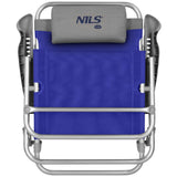 NILS CAMP Klappstuhl Blau-Grau - verstellbarer Campingstuhl/Liegestuhl für Garten, Camping & Strand