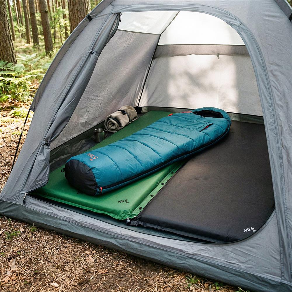NILS CAMP selbstaufblasende Campingmatte 188 cm schwarz Isomatte Outdoor Schlafmatte