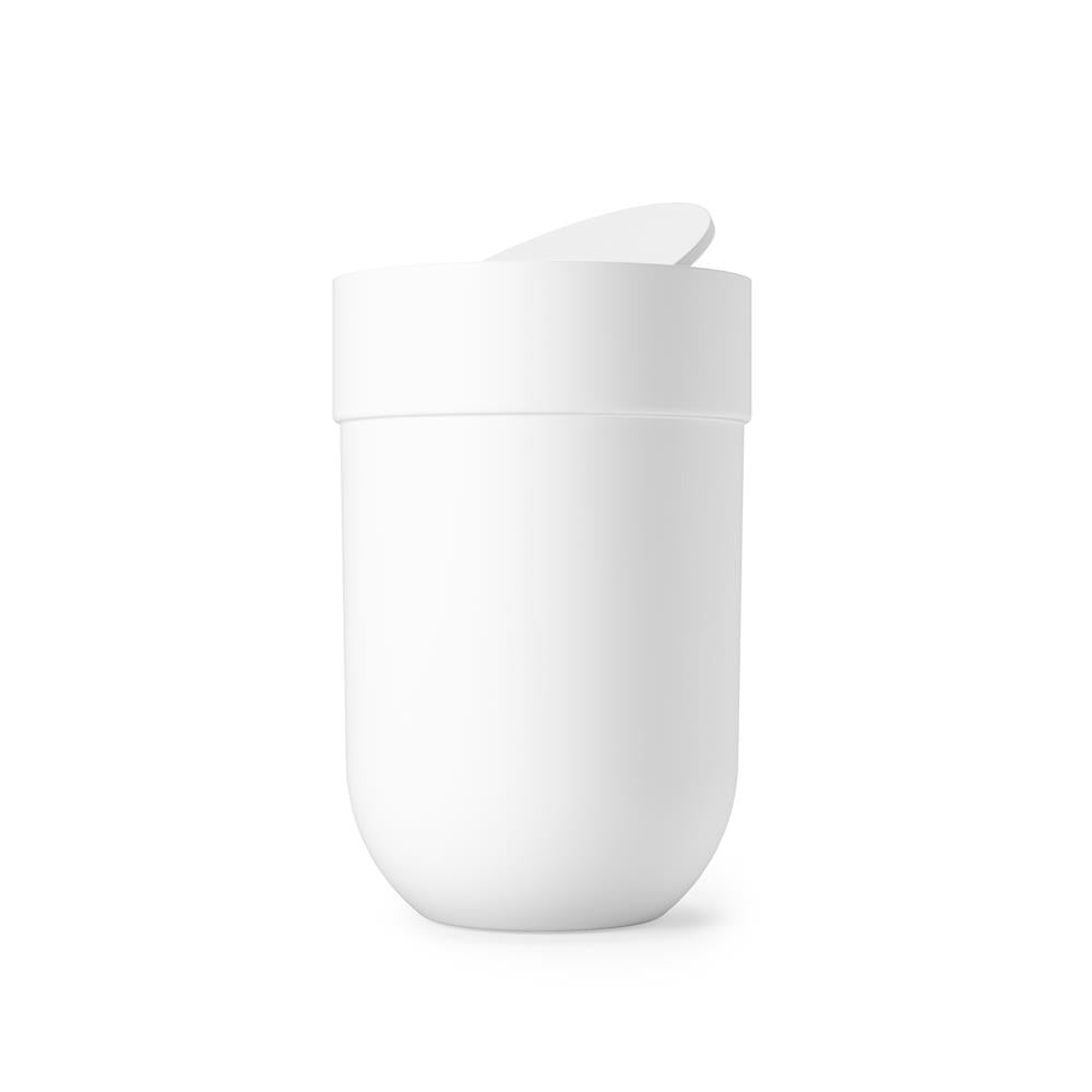 Umbra Touch Abfalleimer 6 L mit Schwingdeckel, in Weiß, Kosmetikeimer, Papierkorb, Badezimmereimer