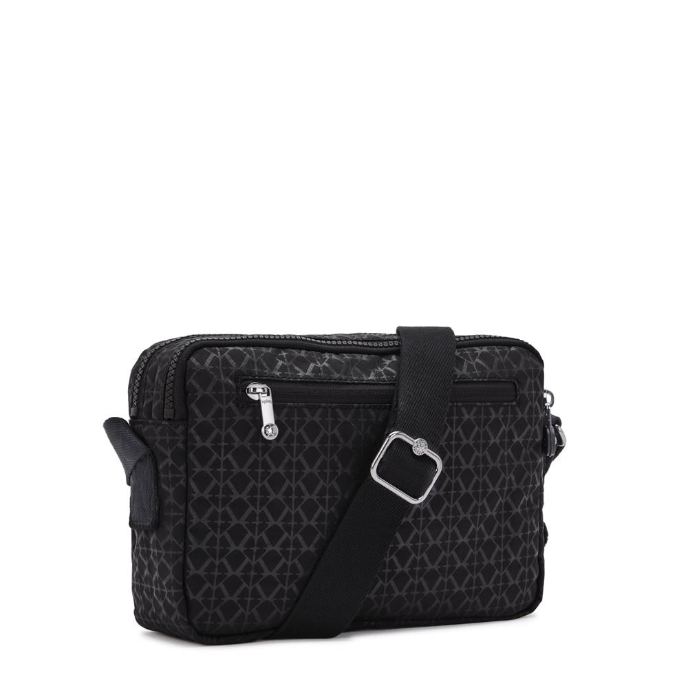 Kipling ABANU M, Mittelgroße Umhängetasche, Signature Emb (schwarz), 4L, Schultertasche