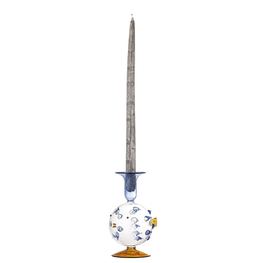 Bloomingville Phila Kerzenhalter Blau Glas D11xH17 cm Deko