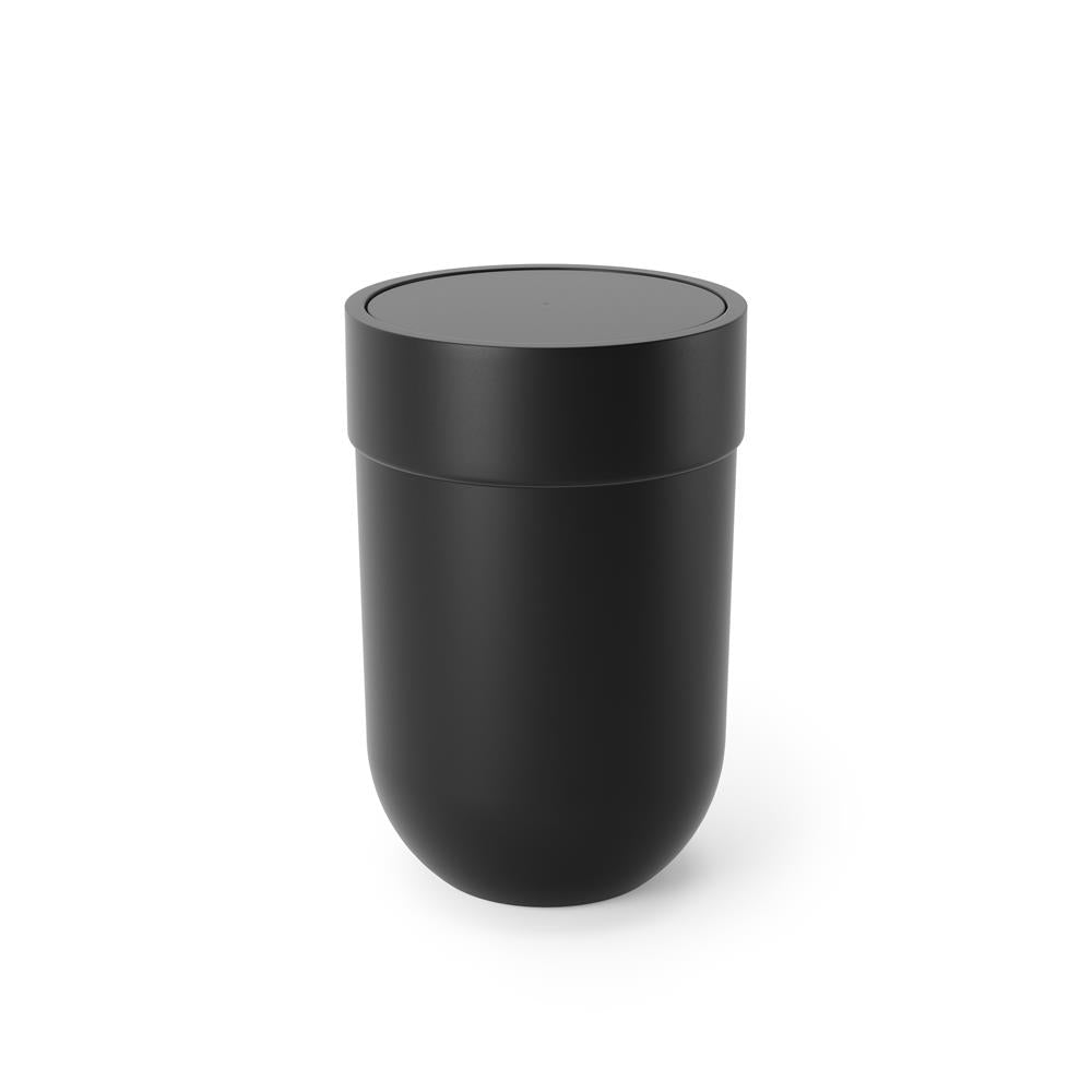 Umbra Touch Abfalleimer 6 L mit Schwingdeckel, in Schwarz, Kosmetikeimer, Papierkorb, Badezimmereimer