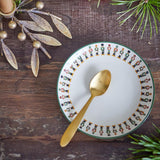 Bloomingville Jolly Weihnachtsteller, Grün, Steingut 16 cm mit Nussknacker-Motiv