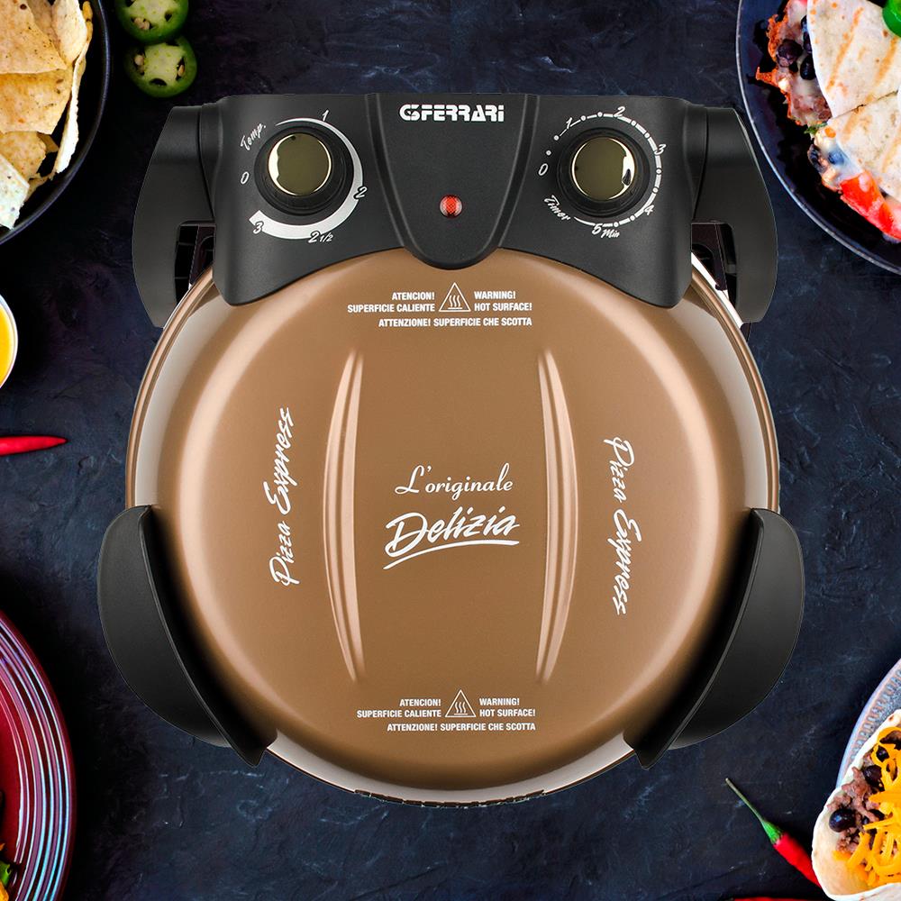 G3Ferrari elektrischer Pizzaofen Delizia Pizzamaker 1200 W für Pizza Ø 31cm kupfer Pizzamaker mit feuerfestem Naturstein