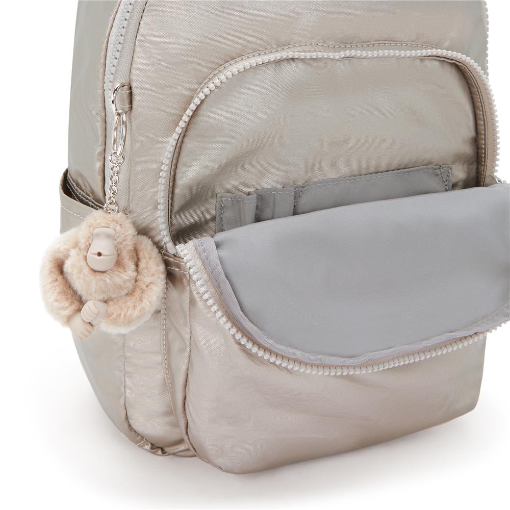 Kipling SEOUL S, Kleiner Rucksack, Metallic Glow (beige), 14L, mit 11-Zoll-Tabletfach