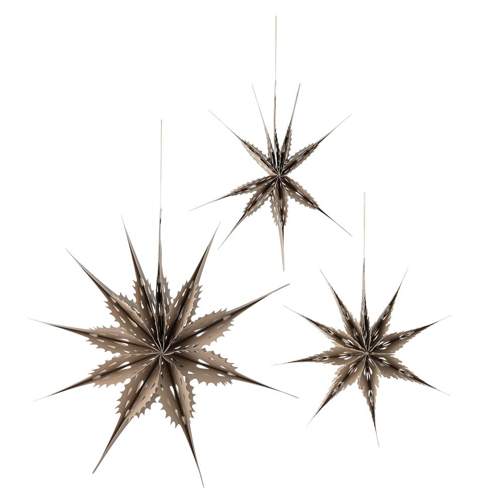 Bloomingville Ilo Stern Braun Papier 3er Set Weihnachtsstern zum Aufhängen