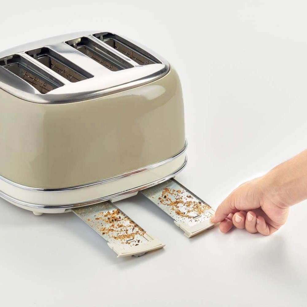 Ariete Vintage Toaster, Beige, 4-Scheiben-Toaster mit 6 Bräunungsstufen, 1600W