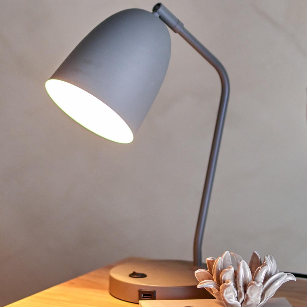 Bloomingville Lemar Tischlampe Grau Metall L26xH37xW15 cm – minimalistische Arbeitslampe