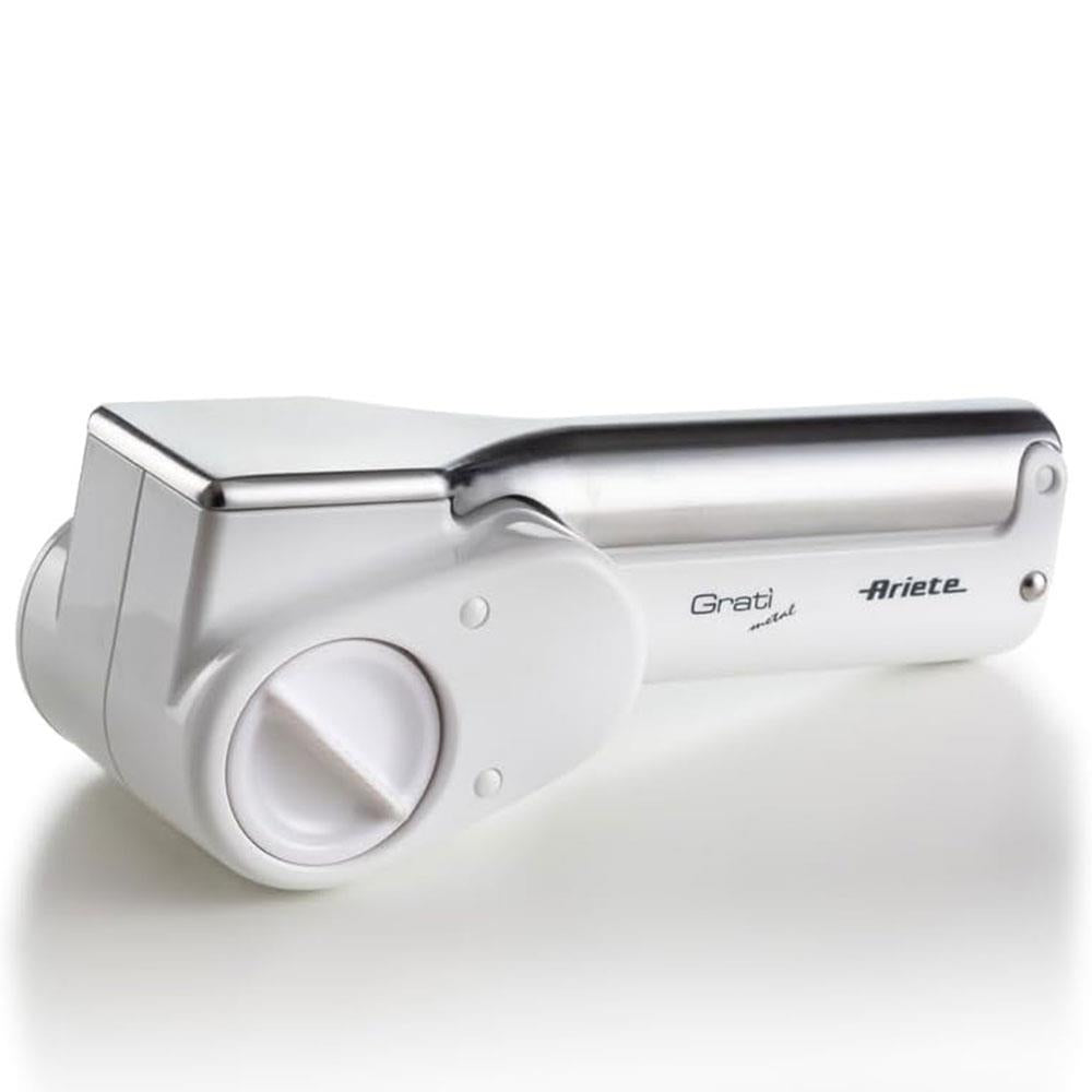 Ariete Gratì Metal Elektrische Reibe, Akku Käsereibe mit 2 Trommeln, für Käse, Schokolade, Nüsse