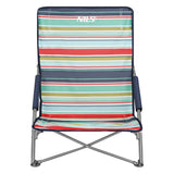 NILS Strandstuhl Blau-Rot gestreift- bequemer klappbarer Campingstuhl für Garten, Strand & Outdoor