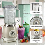 Ariete Vintage Standmixer, Beige, Glasbehälter 1,5L, Smoothie Maker, 1000W