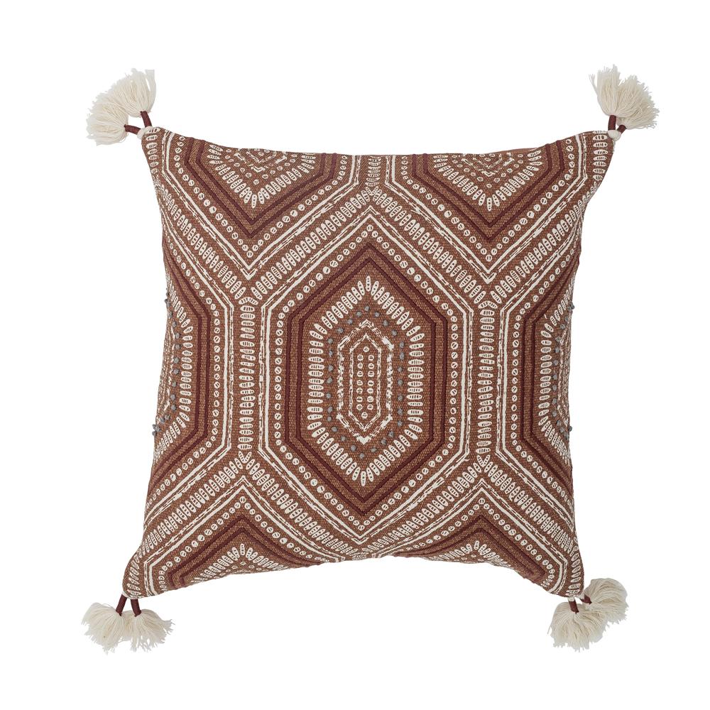 Bloomingville Feluka Kissen in Braun gemustert, 45x45 cm, aus Baumwolle