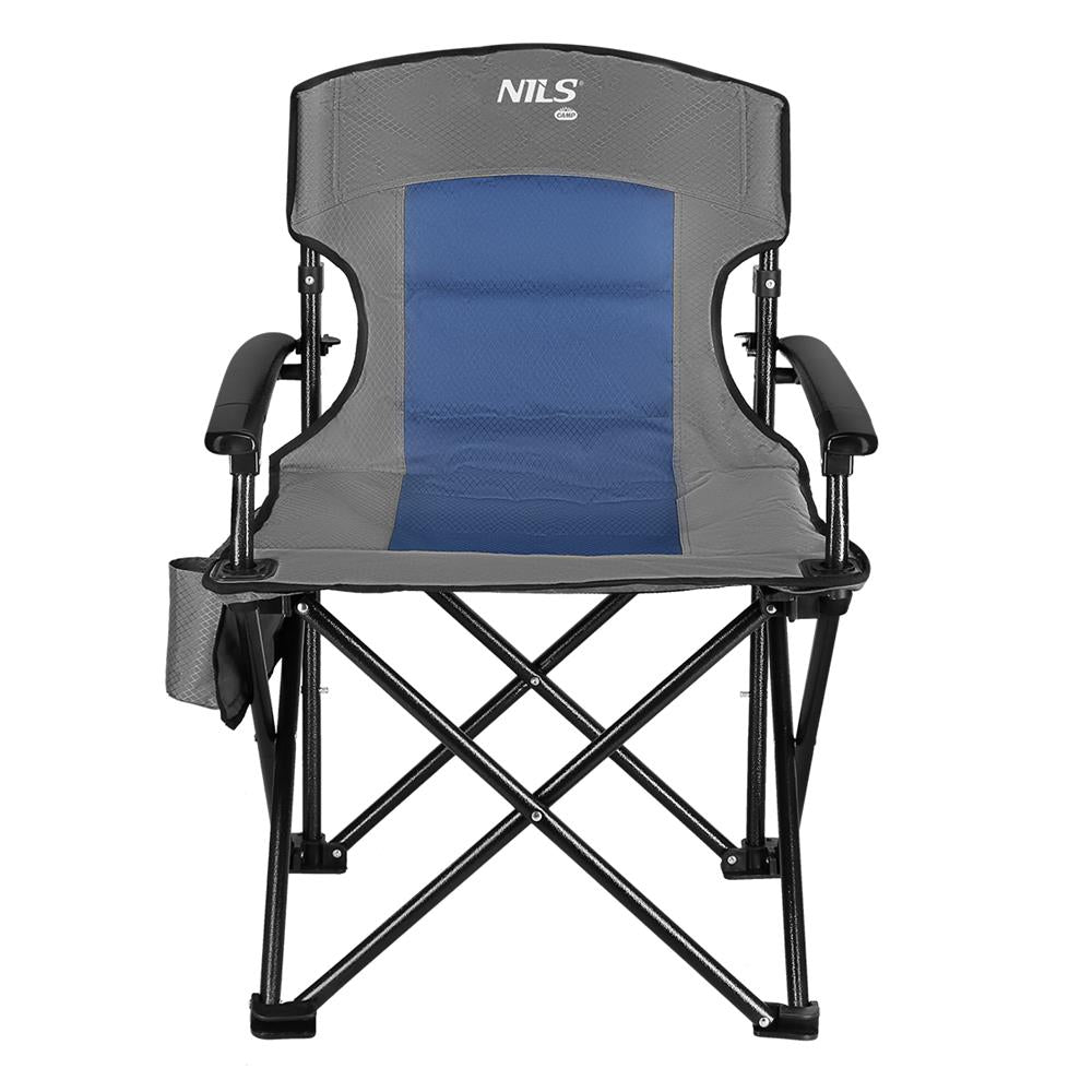 NILS CAMP Campingstuhl Blau - gepolsterter Klappstuhl mit Tasche für Camping, Garten & Angeln