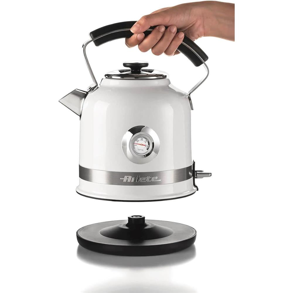 Ariete Moderna Wasserkocher, Weiß, 1,7L, Edelstahlgehäuse, 2000W, Modernes Design