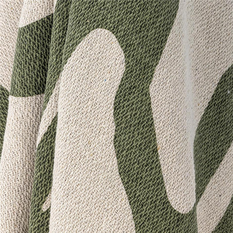 Bloomingville Dalmine Decke, Grün, recycelte Baumwolle, 160x130 cm, mit Fransen, waschbar
