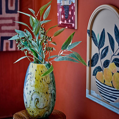 Bloomingville Kalian Vase blau Glas mundgeblasen 29,5 cm