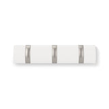 Umbra Flip Wandgarderobe, Garderobenleiste in Weiß, mit 3 beweglichen Haken in Silber